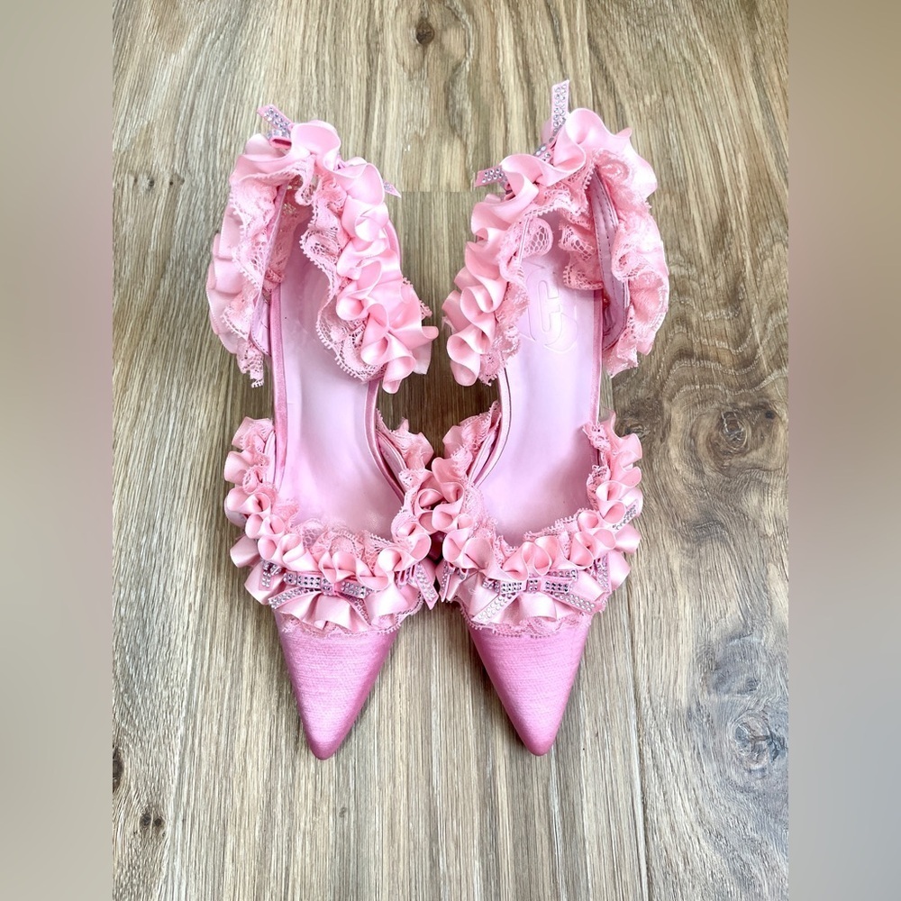 CUCCOO HITCHD Valentines Day Lace Detail Thin Heeled Slingback Sandals Size 6/36 - Picture 12 of 13